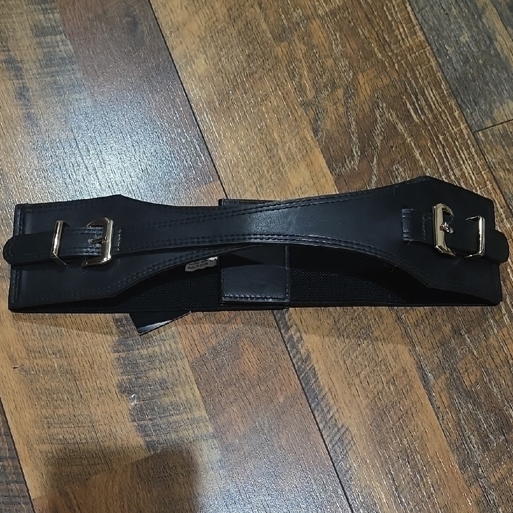 Black Wide Belt with Buckle Accents